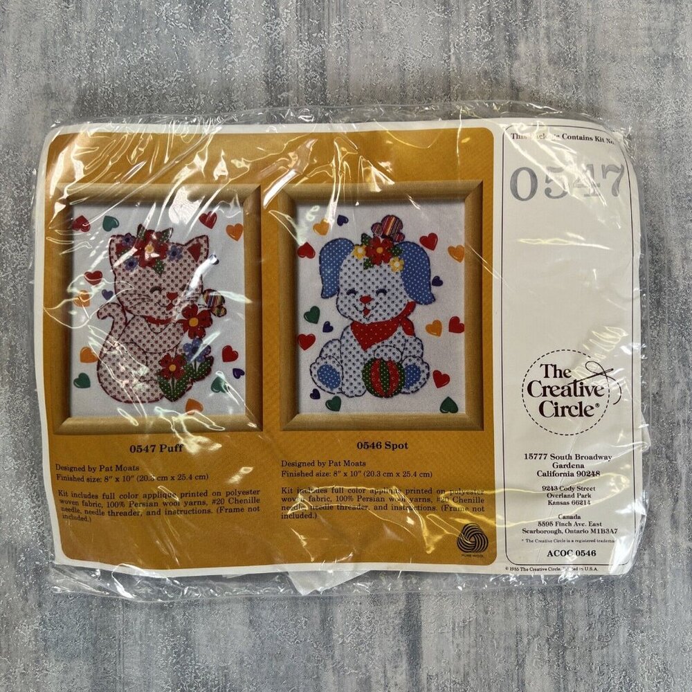 The Creative Circle Stitchery Kit #0547 Puff Needlepoint Needle Point 1985